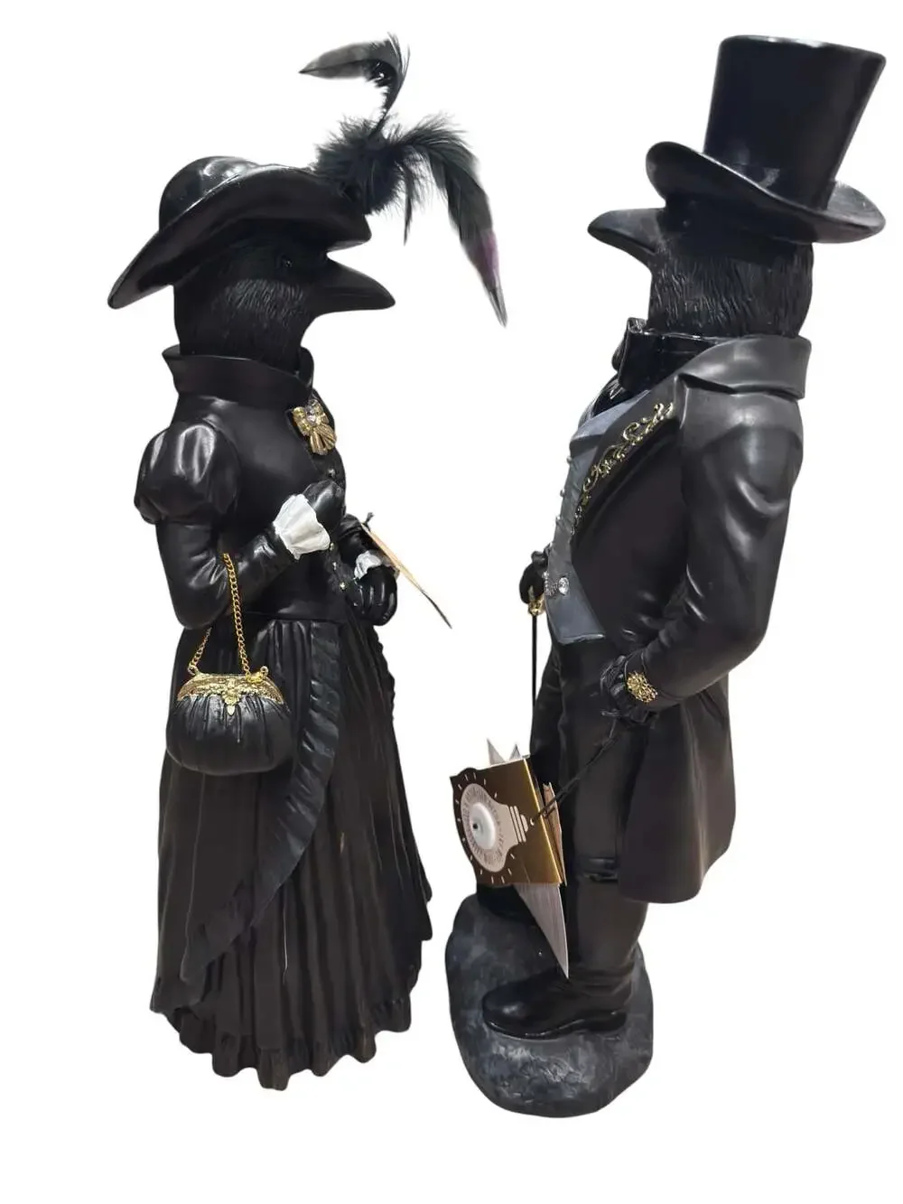 Hallow's Eve Raven Figurines Set Of 2 Halloween Decor - Brand New